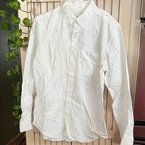 American Eagle Outfitters White Casual Button Down Shirt